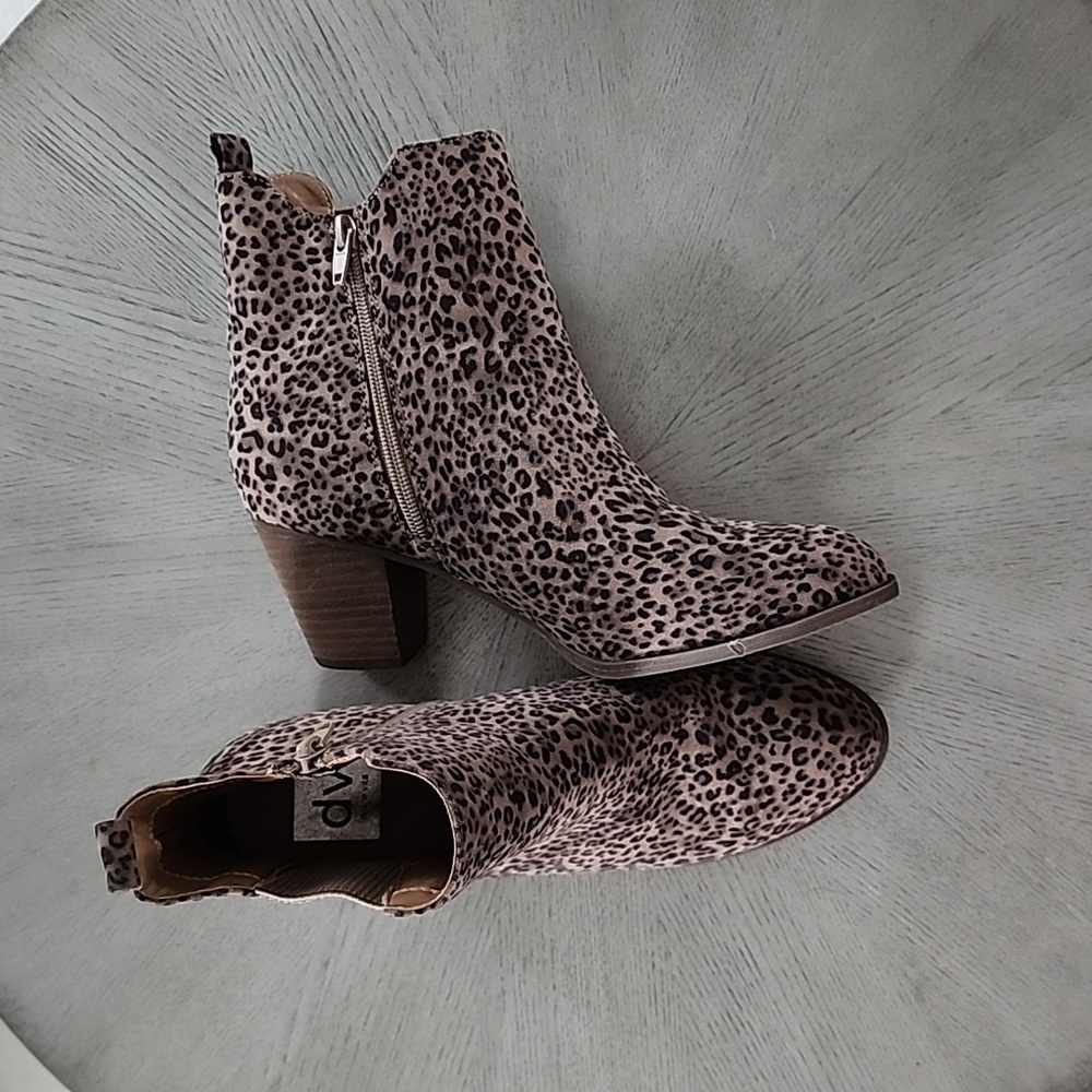 Dolce Vita Leopard Print Ankle Boots - Taupe and Black